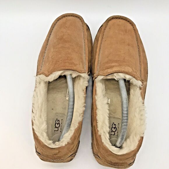 UGG Ascot 5775 Chestnut Moccasin Men's 12 Driving Loafer Suede Shearling Slipper - Picture 6 of 13